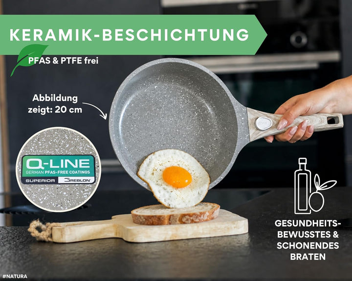 DIVORY Keramikpfannen Set 20, 24, 28 cm – Pfannen mit abnehmbarem Griff, Keramikbeschichtung, indukt