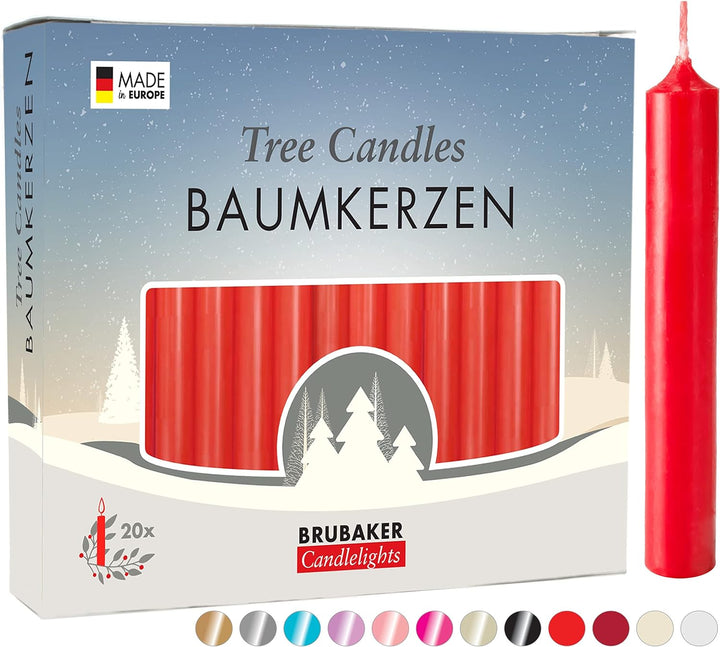 BRUBAKER 100er Pack Baumkerzen Wachs - Weihnachtskerzen Pyramidenkerzen Christbaumkerzen - Rot Rot 5
