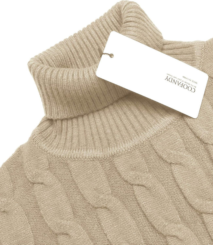 COOFANDY Herren Rollkragen Pullover Basic Strickpullover Zopfmuster Sweatershirt Männer Pullover Swe