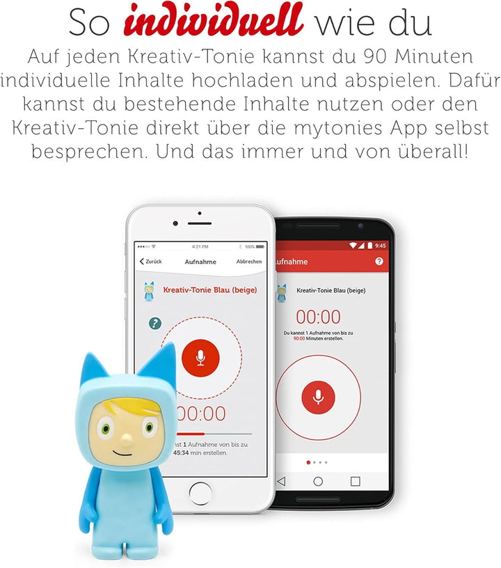 tonies Toniebox Extrapack – Toniebox Starterset Blau + 3 Hörfiguren, Toniebox Blau mit passendem Kre