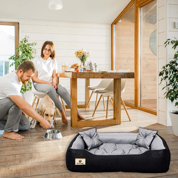EDANTI Hundebett Hundekissen Katzenbett Tierbett Hundesofa Wasserdicht Grau/Schwarz für grosse mitte