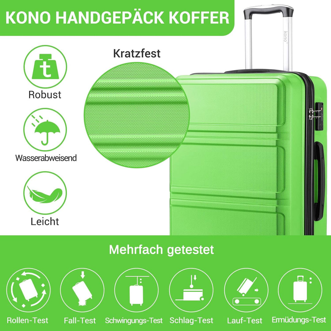 KONO Trolley Koffer Mittelgross 4 Rollen Leicht Hartschalenkoffer Reisekoffer mit TSA Schloss, 65x44