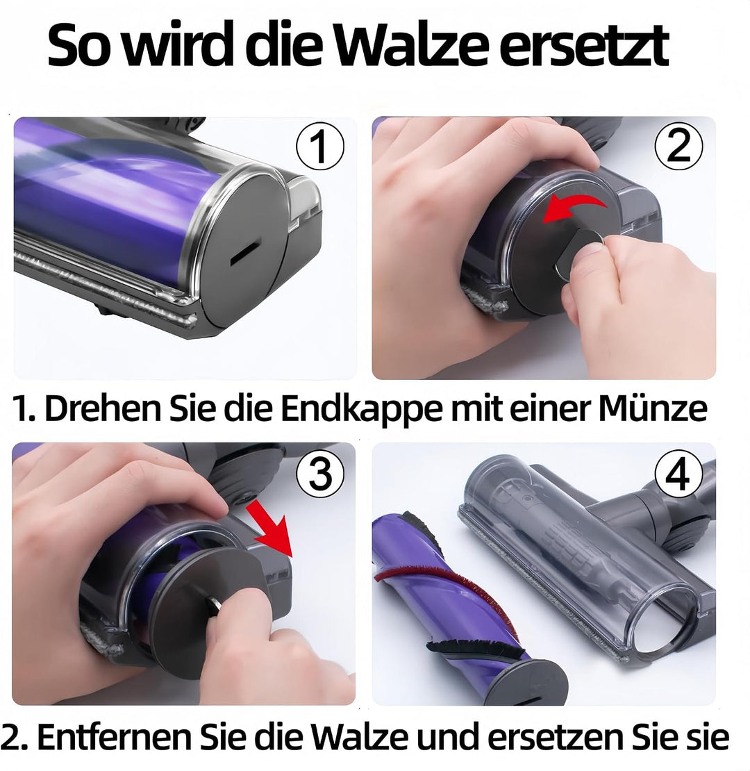 Elektrische Bodendüse Kompatibel mit Dyson V7 V8 V10 V11 V15 Staubsauger, Turbobürste mit Direktantr
