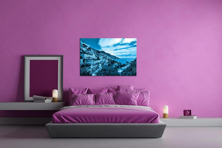 deyoli Amalfi Küste in Italien Format: 60x40 Effekt: Monocrome Blau als Leinwandbild, Motiv fertig g