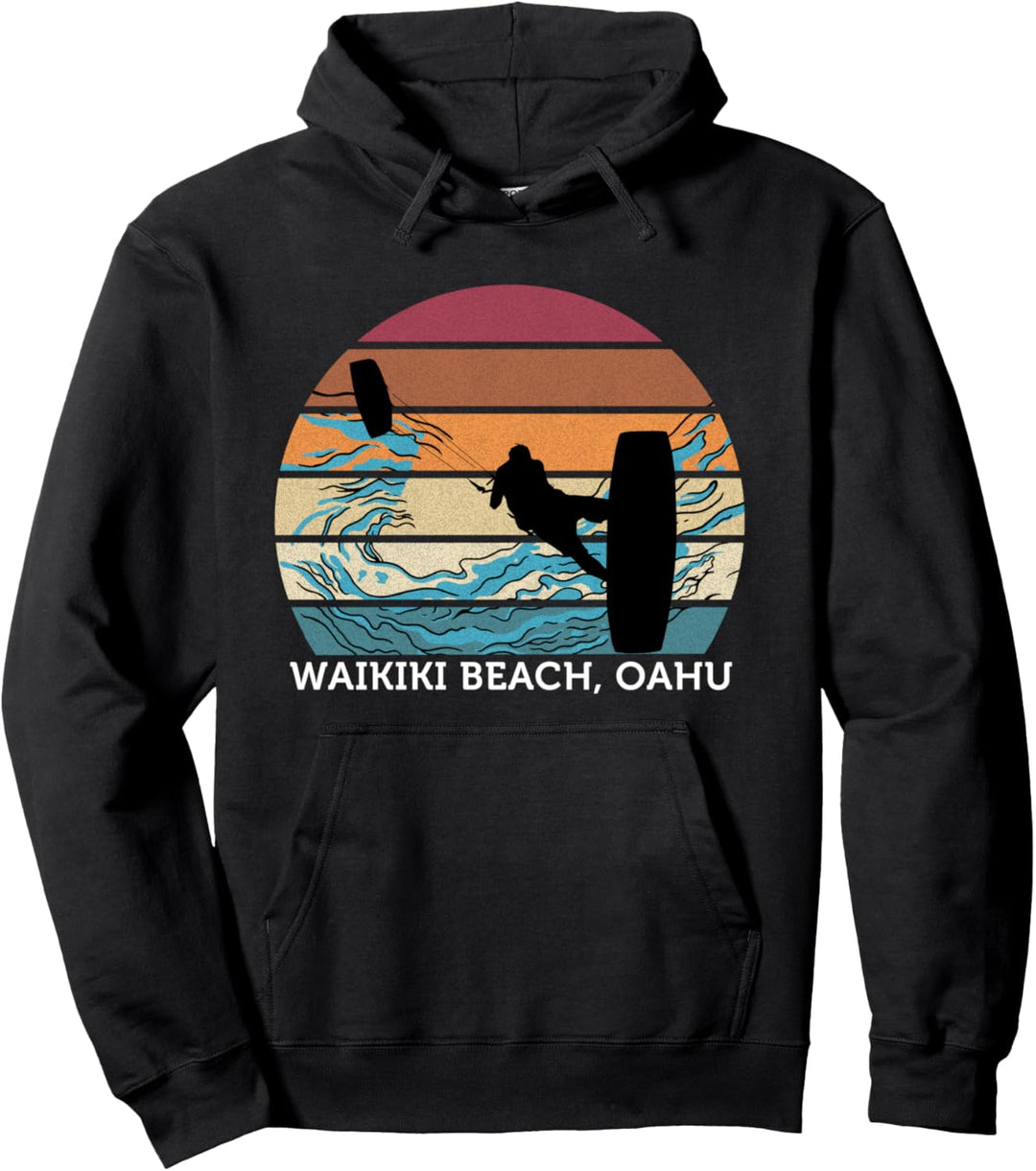 Kitesurfen Vintage Sunset Beach Surfen Waikiki Beach Pullover Hoodie