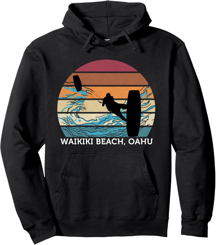 Kitesurfen Vintage Sunset Beach Surfen Waikiki Beach Pullover Hoodie