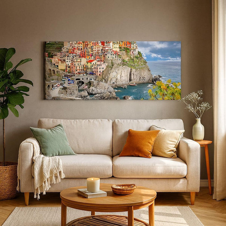 Wandbilder Dekoration Wohnzimmer Italien küste felsen landschaft Panorama Bilder auf Leinwand 120x50