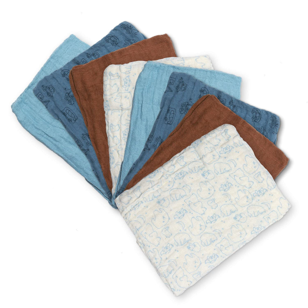 PIPPI Unisex Baby 8er Pack Stoffwindeln Stoffwindel/Wickeltücher/Spucktücher, Air Blue, Einheitsgrös