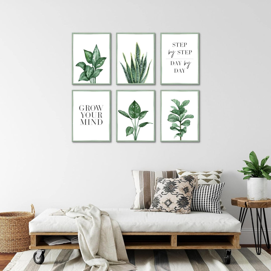 Novart Set Wandbilder - KEIN EXTRA RAHMEN BENÖTIGT - Wohnzimmer Schlafzimmer - Bilder Modern Grün Bl