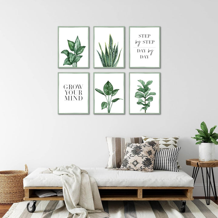 Novart Set Wandbilder - KEIN EXTRA RAHMEN BENÖTIGT - Wohnzimmer Schlafzimmer - Bilder Modern Grün Bl