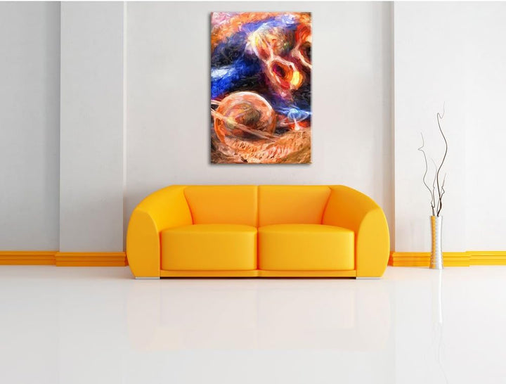 Pixxprint Raum Landschaft Kunst / 100x70cm Leinwandbild bespannt auf Holzrahmen/Wandbild Kunstdruck