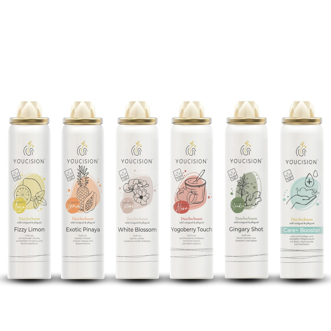 Ingie Nachfüll-Set 6×75 ml – Original Duschschaum-Kartuschen für den originalen Dispenser – Vegan, d