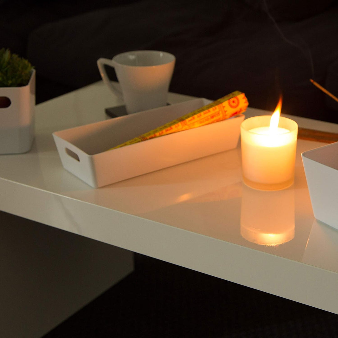 6x Ordnungsboxen - 6 cm hoch - WEIss - 30x12,5x6cm - 1,9 Liter - Ordnungskorb - Schubladenorganizer