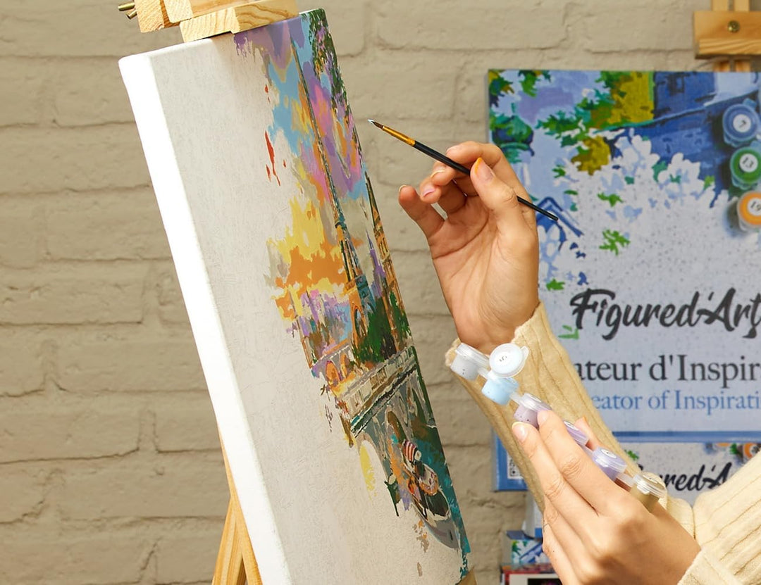 Figured'Art Malen Nach Zahlen Erwachsene Mit Rahmen Altes Landhaus - Paint by Numbers Basteln DIY Ba