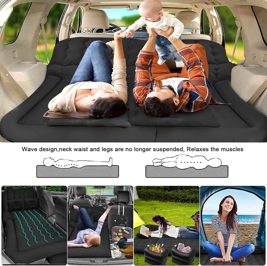 sanheshun SUV Luftmatratze Auto Camping Reisebett, Verdickte Aufblasbare Matratze mit Zwei Luftkisse