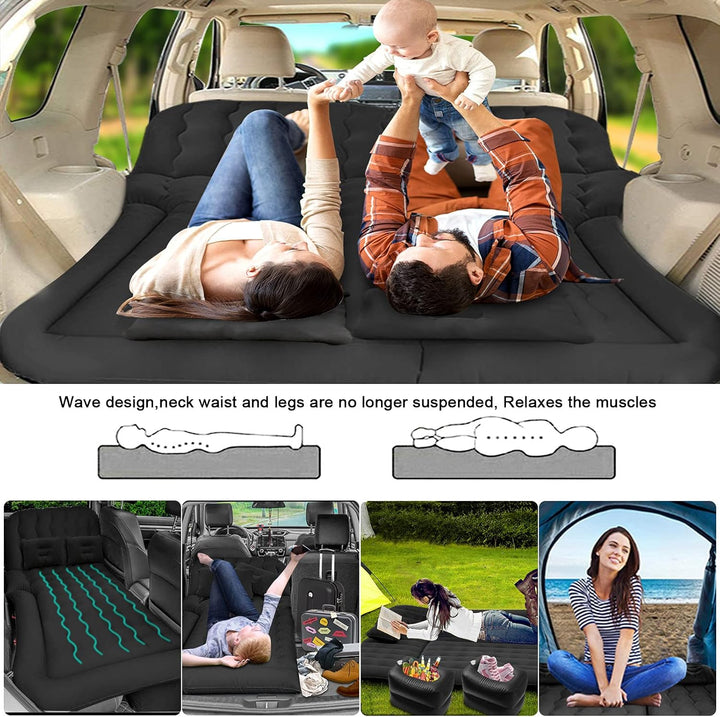 sanheshun SUV Luftmatratze Auto Camping Reisebett, Verdickte Aufblasbare Matratze mit Zwei Luftkisse