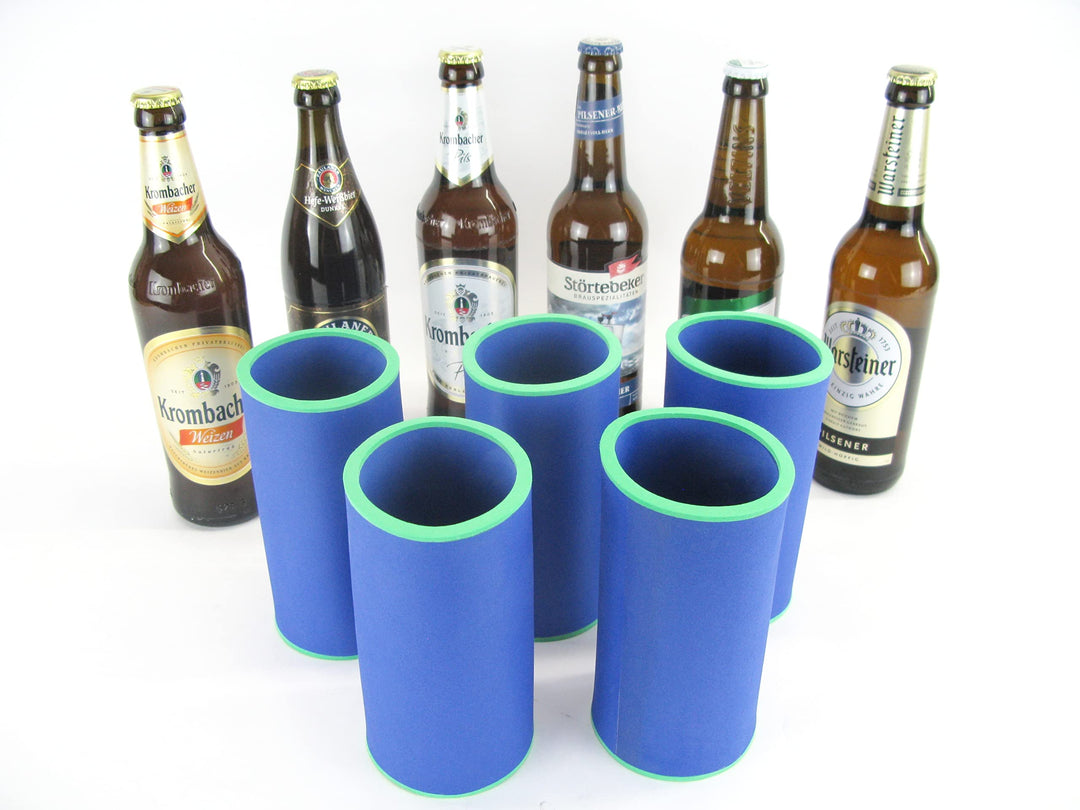 5er Set Blaue Getränkekühler 0,5l Flasche - Bierkühler - Neoprenkühler - passgenau ~Flaschenkühler~