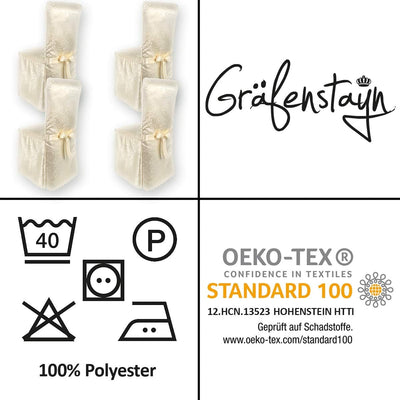 Gräfenstayn® 4er-Set Stuhlhusse Sofia mit Schleife, im Jacquard Muster runde und eckige Stuhllehnen