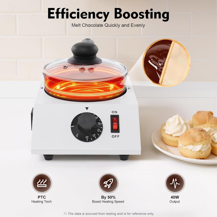 Electric Chocolate Melting Pot Candy Melts Schmelzgerät 1kg mit PTC-Heiztechnologie & Einstellbarer