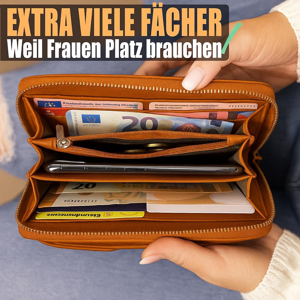 FLEXIBILITE® Handytasche zum Umhängen Braun aus echtem Leder I EXTRA leicht 220 g mit RFID I Handy P