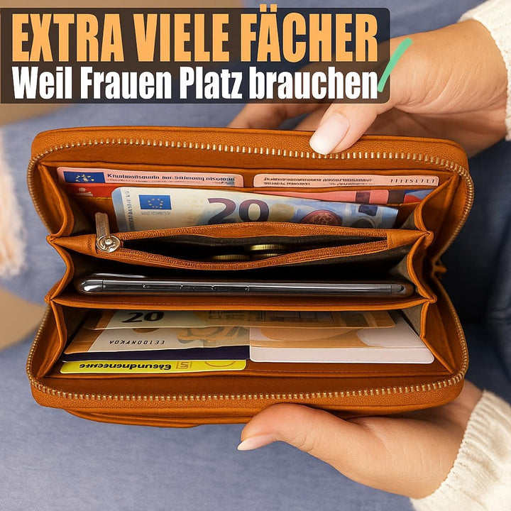 FLEXIBILITE® Handytasche zum Umhängen Braun aus echtem Leder I EXTRA leicht 220 g mit RFID I Handy P