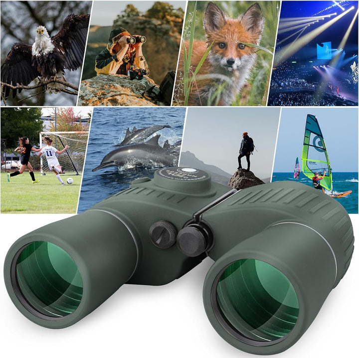10x50 Marine Fernglas,Fernglas mit Nachtsicht Entfernungsmesser und Kompass, für Wassersport-Enthusi