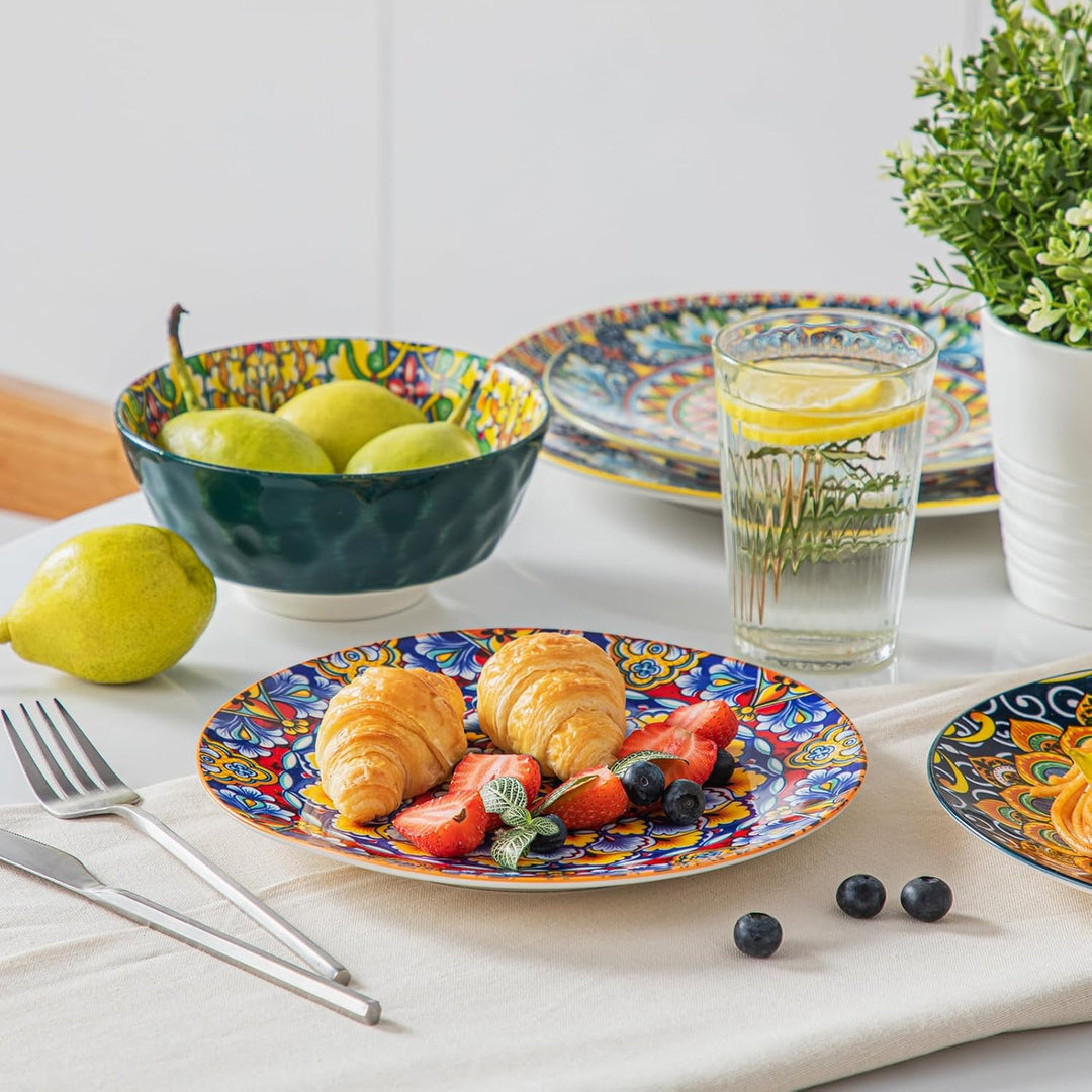 vancasso Speiseteller Porzellan Set von 6, 8,5 Zoll Bunt Frühstücksteller Keramik Dessertteller, Mik