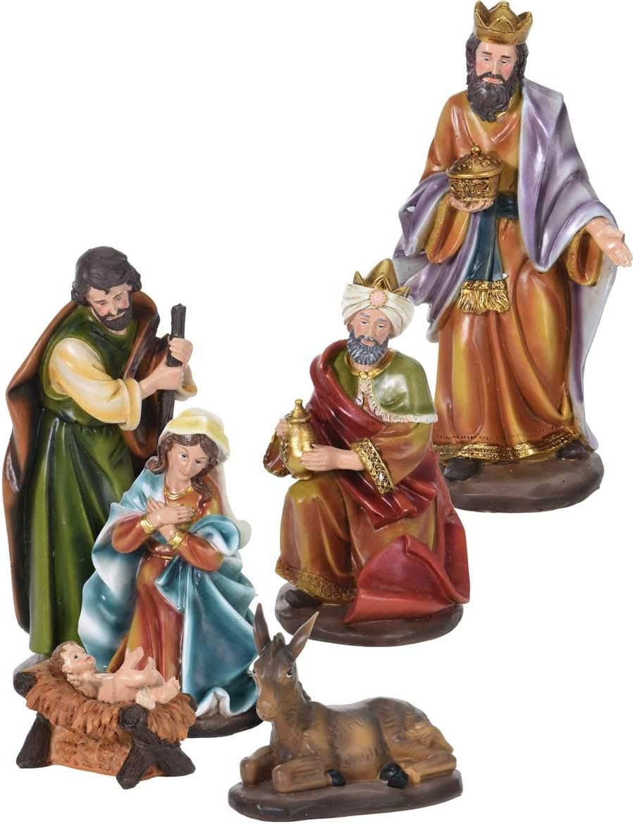 Krippenfiguren Set XL Weihnachten mit 10 grossen Figuren (bis 21 cm) im klassischen Design für Kripp