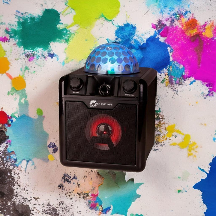 N-Gear DISCO410 Karaoke & Party Bluetooth Lautsprecher mit Discokugel, Mikrofon & Powerbank-Funktion