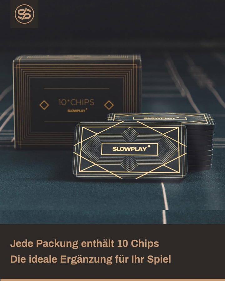 SLOWPLAY Rechteckige Pokerchips, 10er-Pack, professionelle Plaketten im europäischen Stil ohne Werta