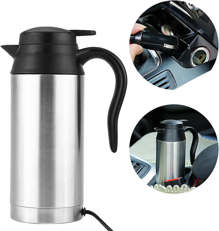 Wasserkocher Auto, 750ml 12v Elektrischer Wasserkocher, Reise Wasserkocher Edelstahl, mit Zigaretten