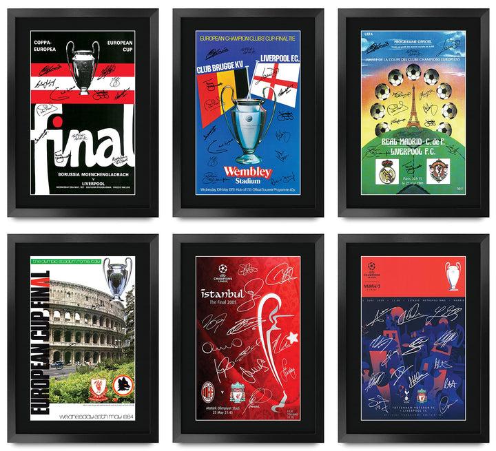 HWC Trading A3 FR Liverpool 6 x Final Program Poster 1977 1978 1981 1984 2005 2019 vollwertiges Team