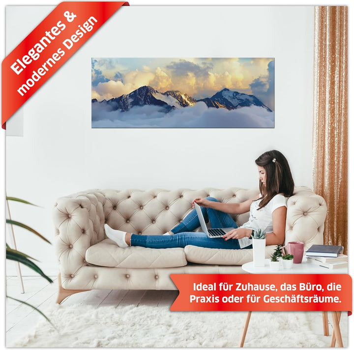 Primus Print - Wandbild Glasbild - Acrylglas Aludibond (Aluminium, Berge 109,2x42 cm) Aluminium Berg