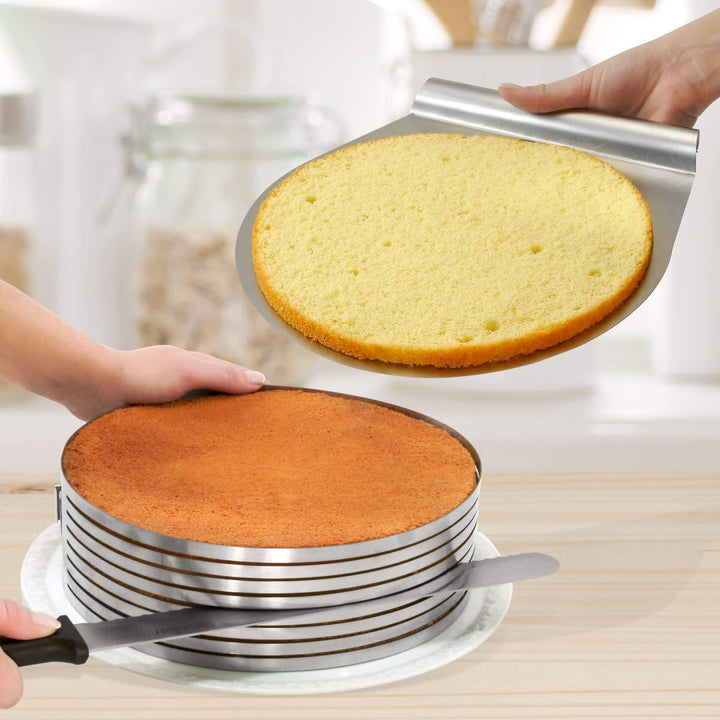 Zenker 7705 Tortenboden-Schneidhilfe, Ø26 / 28 cm Patisserie, Torten-Set mit Tortenmesser und Torten