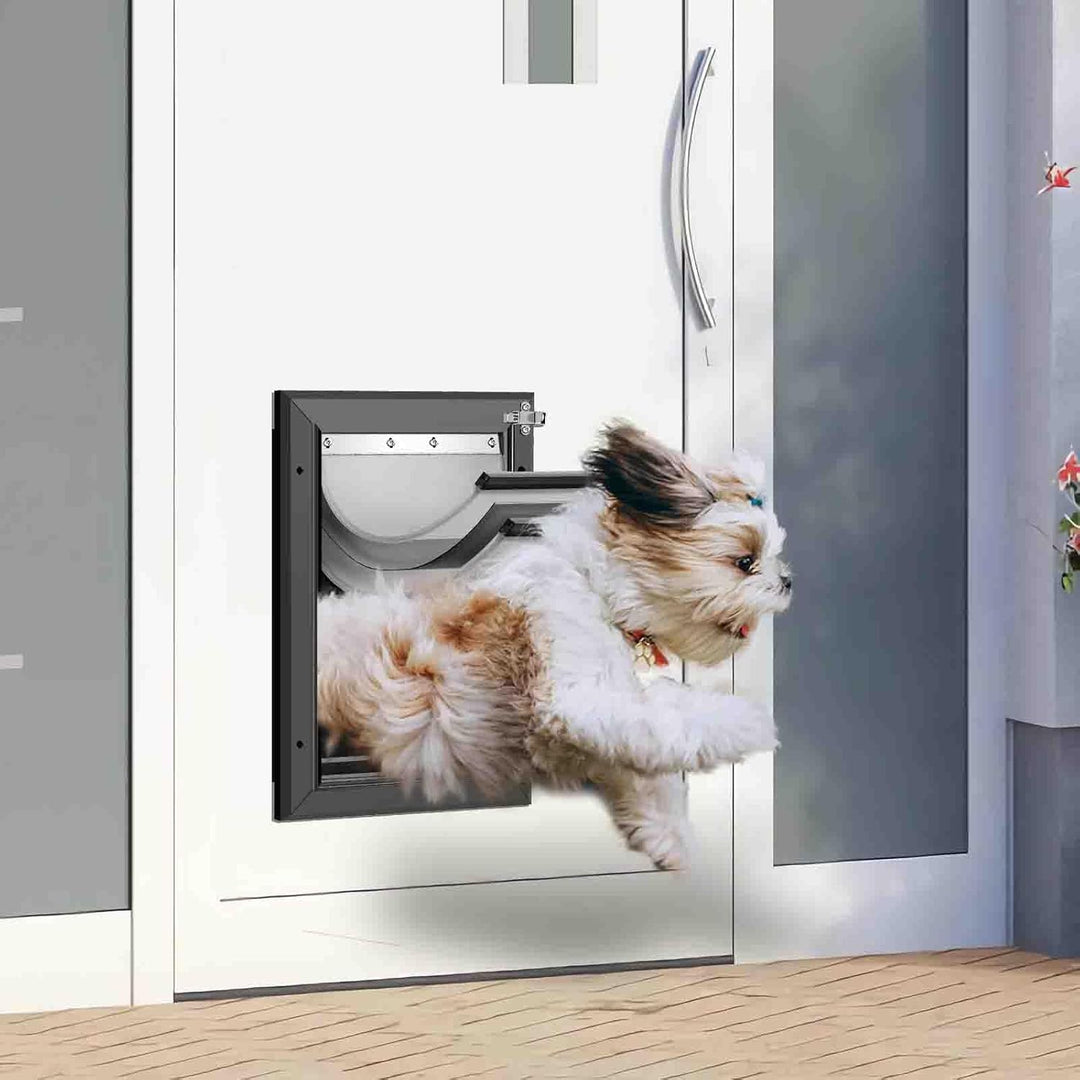 Robuste Aluminium-Hundetür mit Schloss, 3 Klappen, isolierte Hundetüren mit Installationsanleitung (