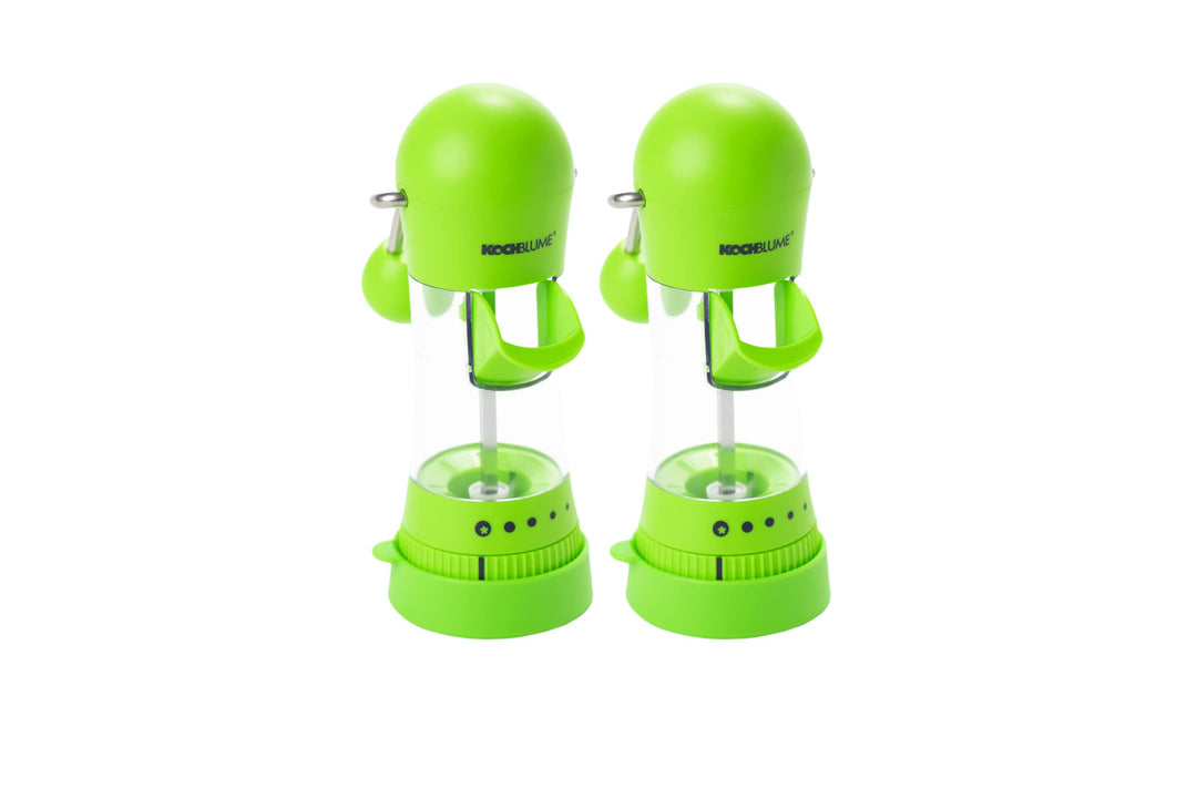 Kochblume Gewürzmühle mit Silikon-Auffangkappe 2er Set | ergonomische Hebelfunktion | Keramikmahlwer