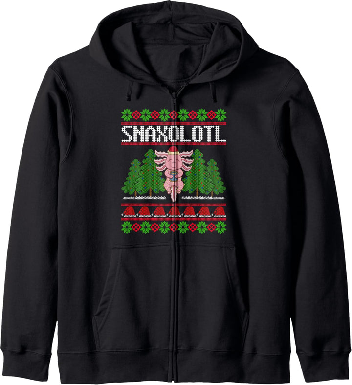 Snaxolotl Lustige Liebe Axolotl Hässliche Weihnachtspullover Kawaii Kapuzenjacke