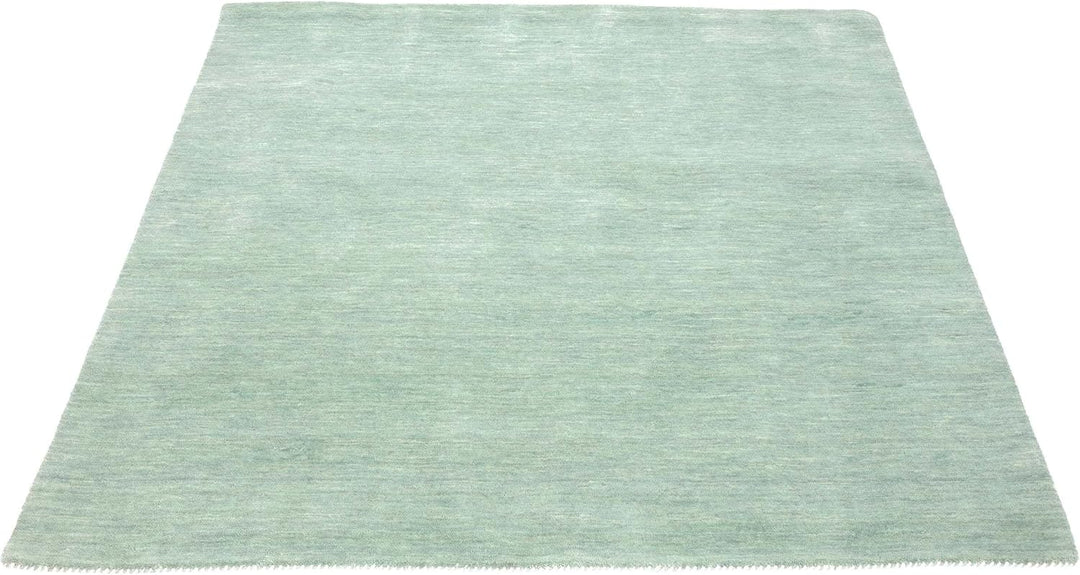 RUG PRINCE Wollteppich Gabbeh Uni 60x60 Handgewebt Quadratisch Türkis Einfarbig Handarbeit Türkis 60