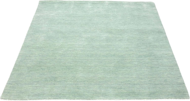 RUG PRINCE Wollteppich Gabbeh Uni 60x60 Handgewebt Quadratisch Türkis Einfarbig Handarbeit Türkis 60