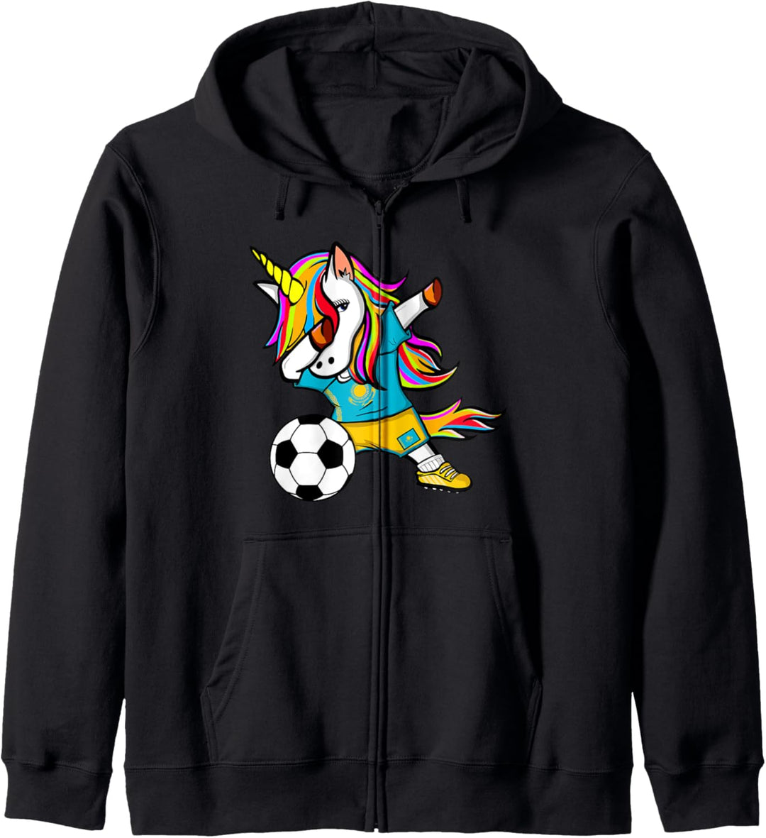 Dabbing Einhorn Kasachstan Fussball Kasachstanische Flagge Kapuzenjacke