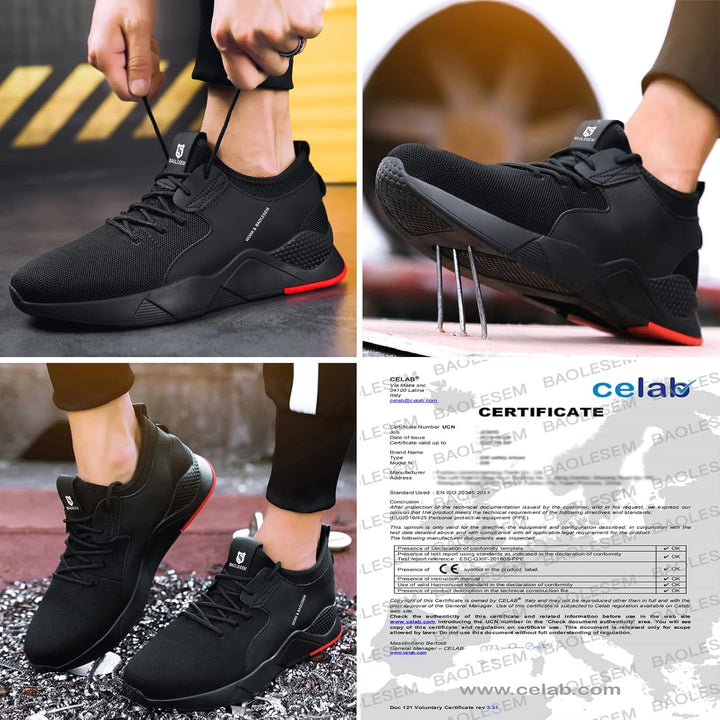 BAOLESEM Sicherheitsschuhe Herren Arbeitsschuhe Herren Damen Leicht Atmungsaktiv Sportlich Schutzsch