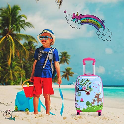 GOPLUS Kinderkoffer mit Rucksack, Kids Trolley, Kindergepäck mit Rollen, Reisekoffer mit Teleskopgri