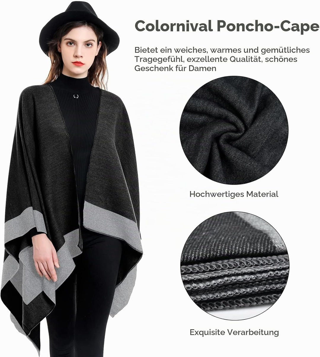 colornival Poncho Damen Winter Warm Elegant Poncho Decke Poncho Cape Strick Poncho Mantel Winter Pon