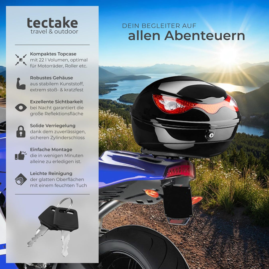tectake® 401630 Motorradkoffer Topcase Roller - 22 Liter Volumen