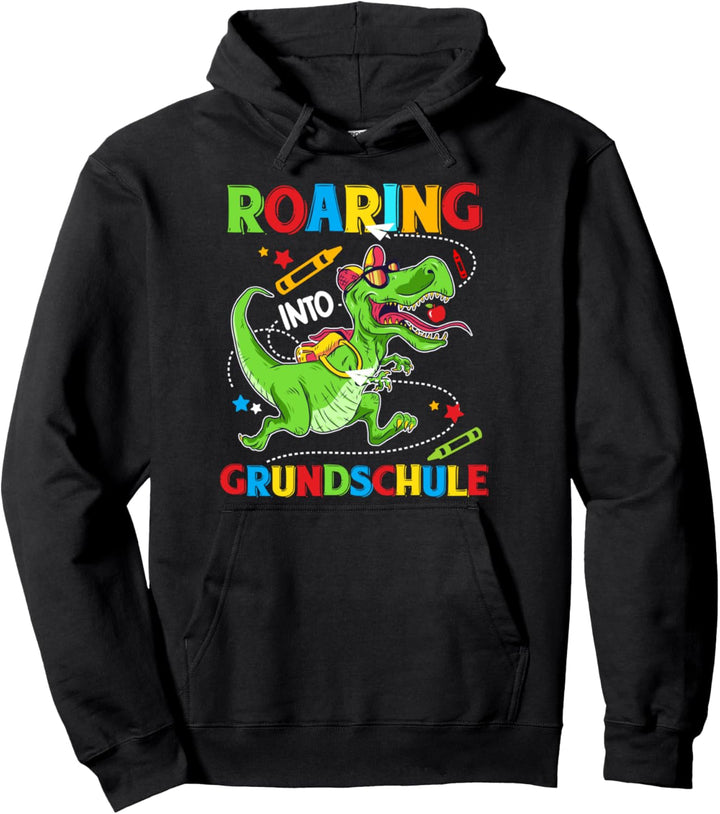 Erste Klasse Geschenk Dino Schulkind Einschulung Jungen Pullover Hoodie