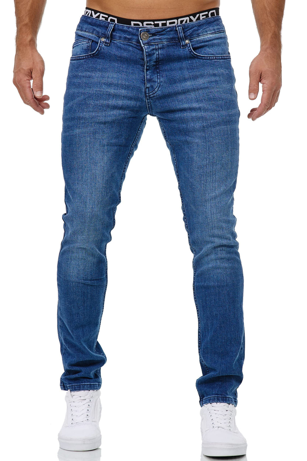 MERISH Jeans Herren Slim Fit Stretch Jeanshose Designer Hose Denim 9148-2100 32W / 32L 1509-2 Blau,