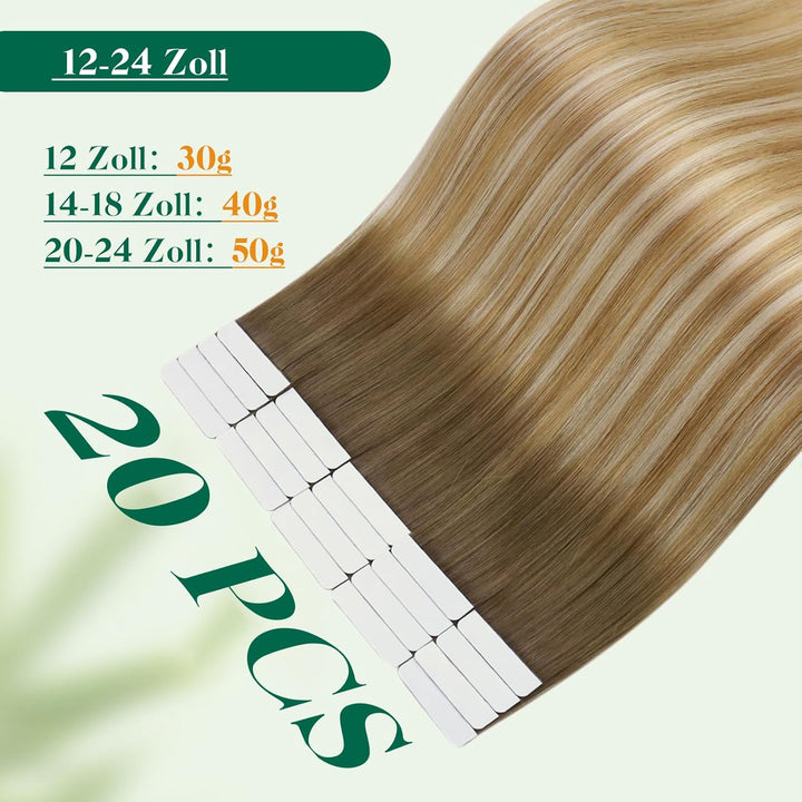 Easyouth Tape in Extensions Echthaar Balayage Tape in Haar Extensions Remy Menschenhaar Tape in Echt
