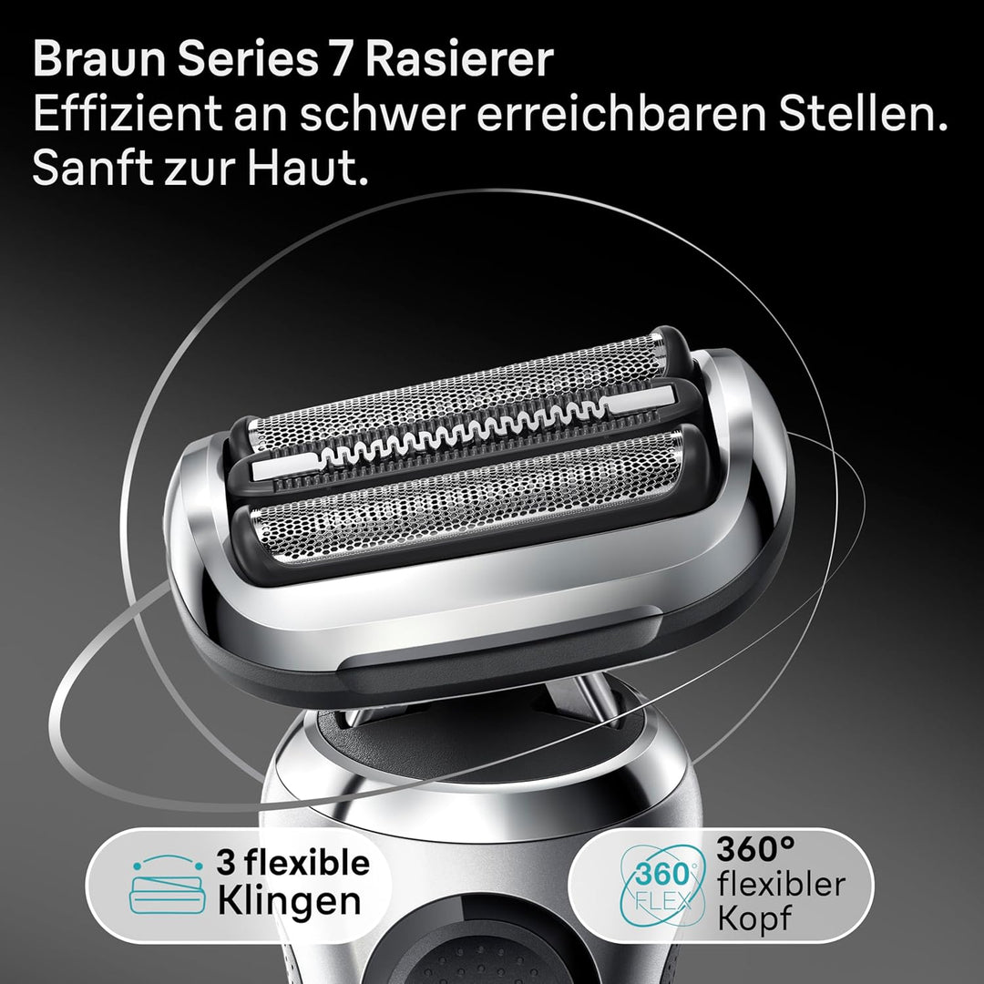 Braun Series 7 Flex mit Reinigungsstation, Trimmer & Rasierer Herren Elektrisch, silber + Bodygroome