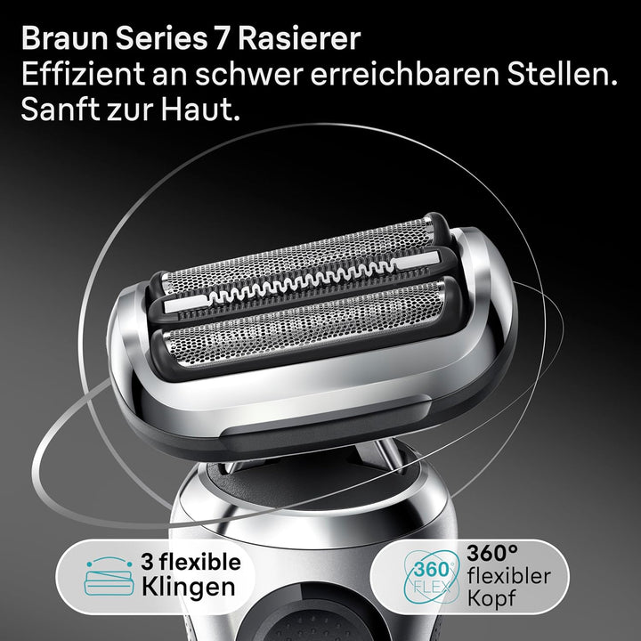 Braun Series 7 Flex mit Reinigungsstation, Trimmer & Rasierer Herren Elektrisch, silber + Bodygroome