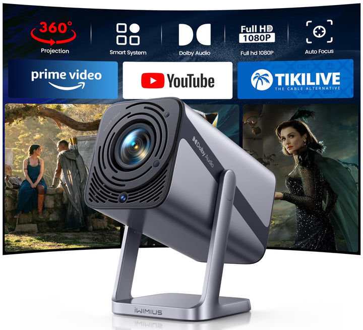 Mini Beamer 4K [Kompatibel mit Netflix|Dolby Audio] 600ANSI Smart Beamer Full HD 1080P Auto Fokus Au